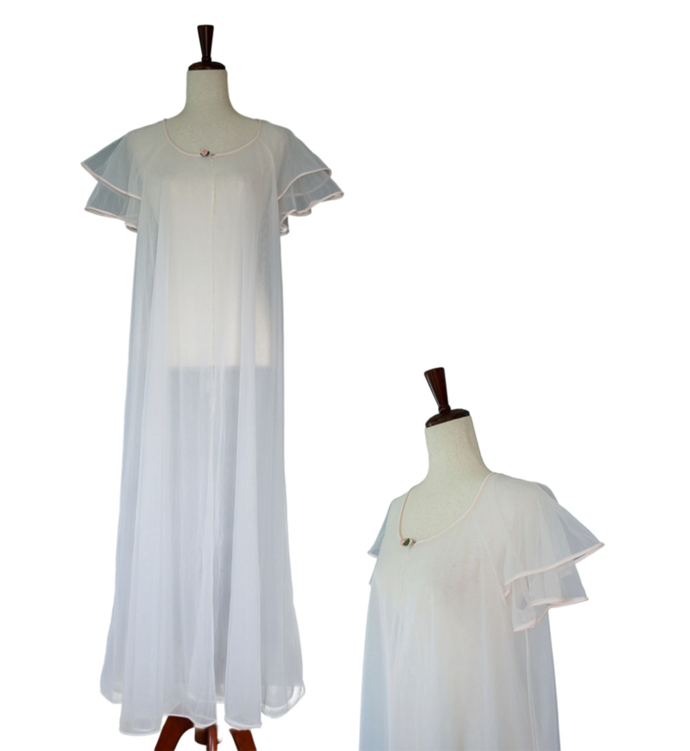 VTG 1960s Val Mode Sheer Lingerie Robe M Bridal Nightgown Coquette Fairy Dress